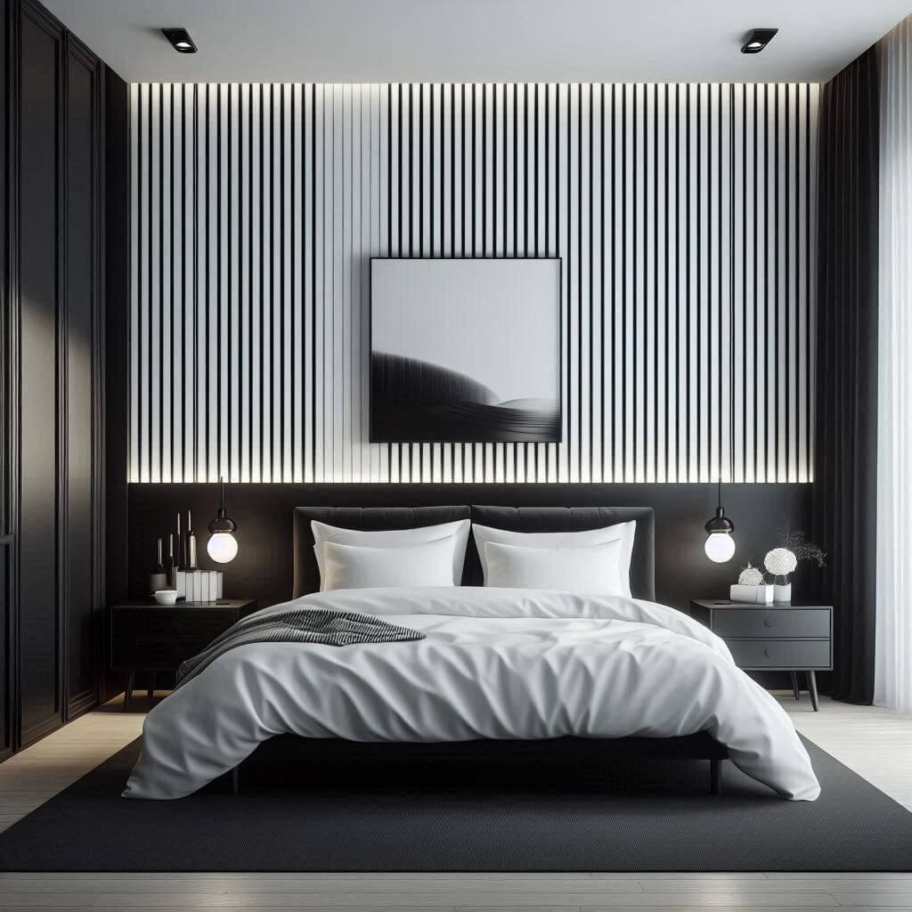 1. Monochrome Elegance with Vertical Accents