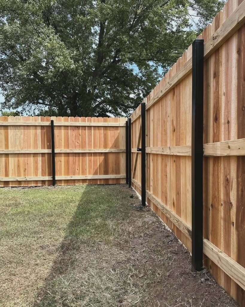1. Steel Post Reinforced Privacy Fence
