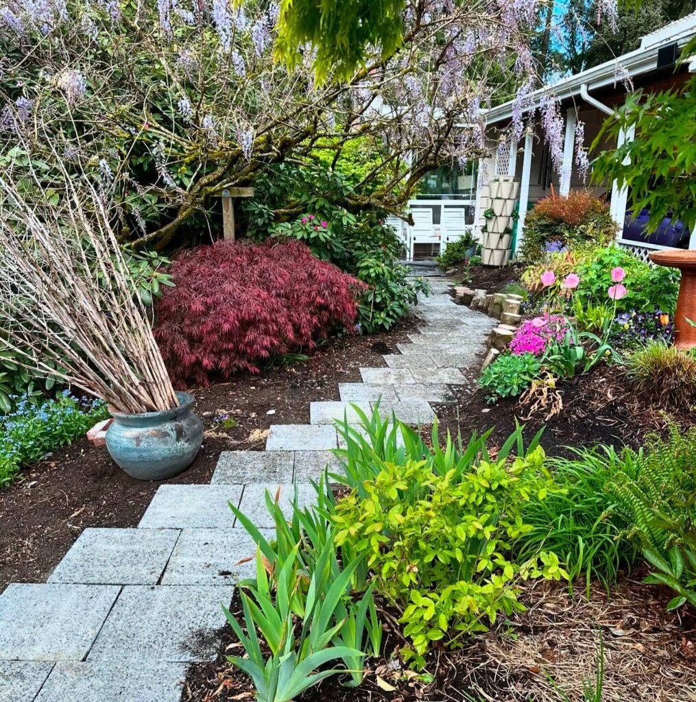 10. Stepped Stone Pathway for Sloped Gardens