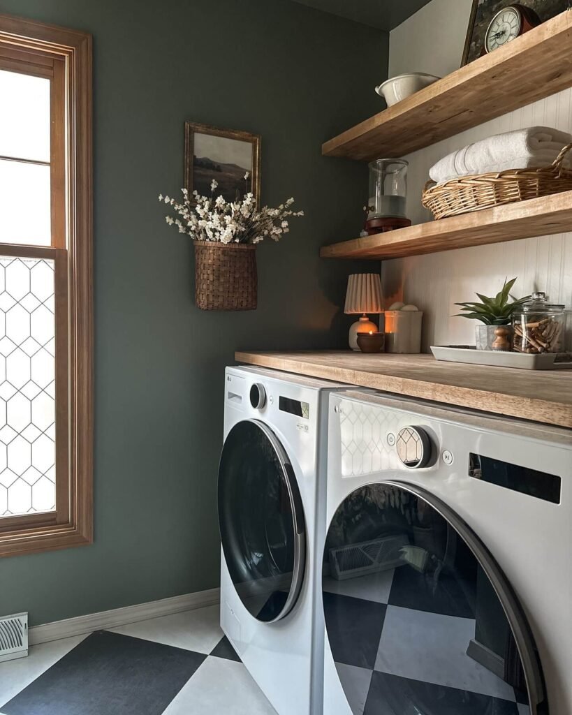 Vintage Accents Open Shelving Laundry Room Ideas