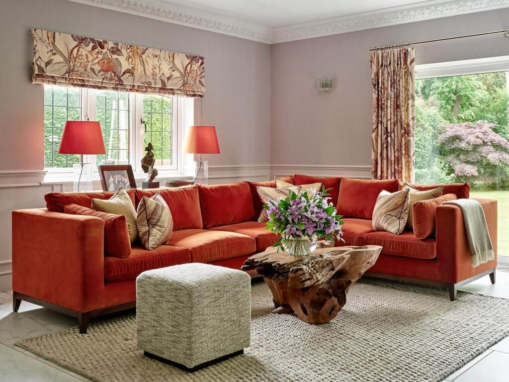 11. Vibrant Luxury with Burnt Orange Accents
