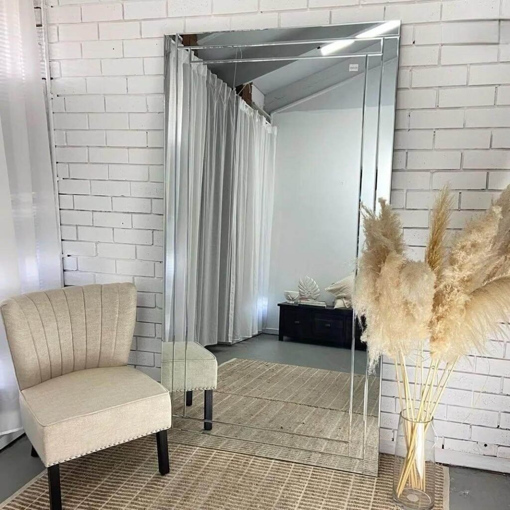 11. Beveled Floor Mirror for a Luxe Statement