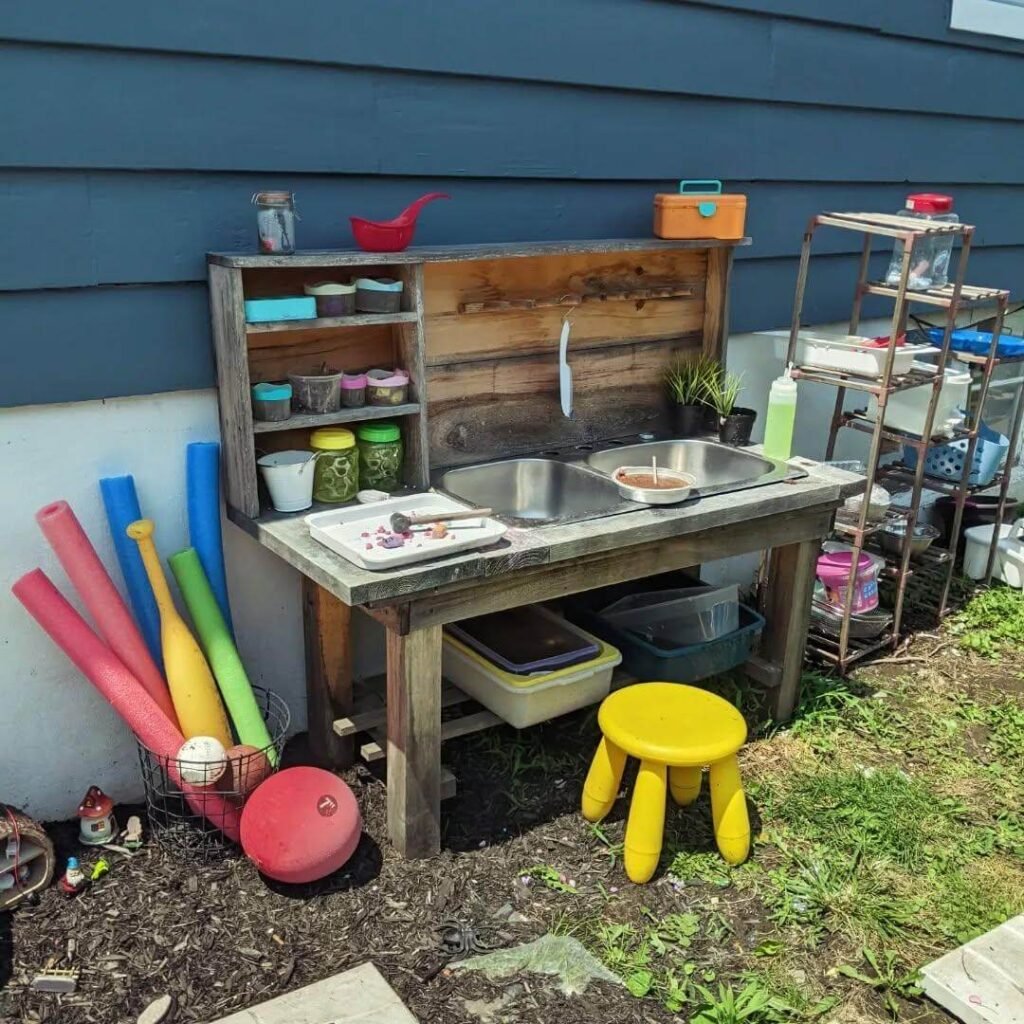 11. Mud Kitchen for Messy Imaginative Play