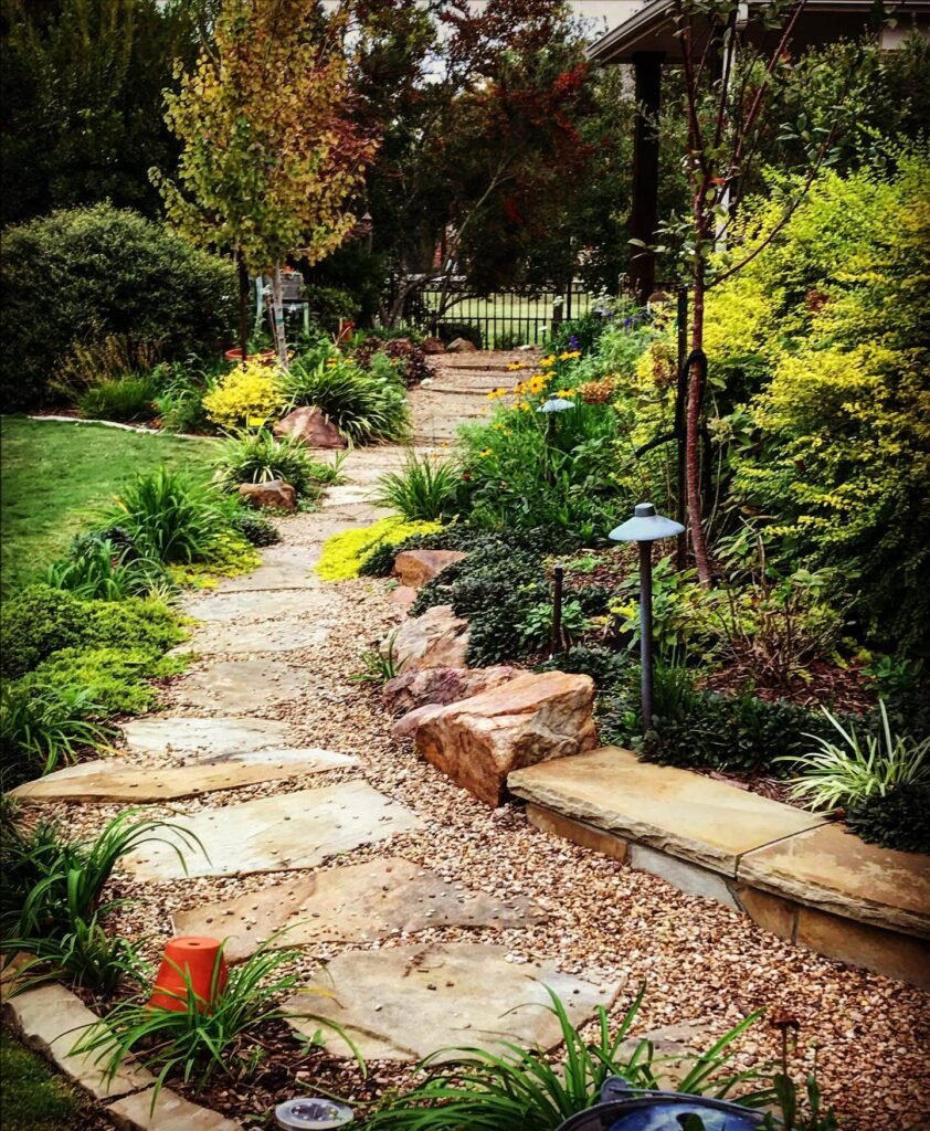 11. Naturalistic Flagstone Path with Gravel and Boulders