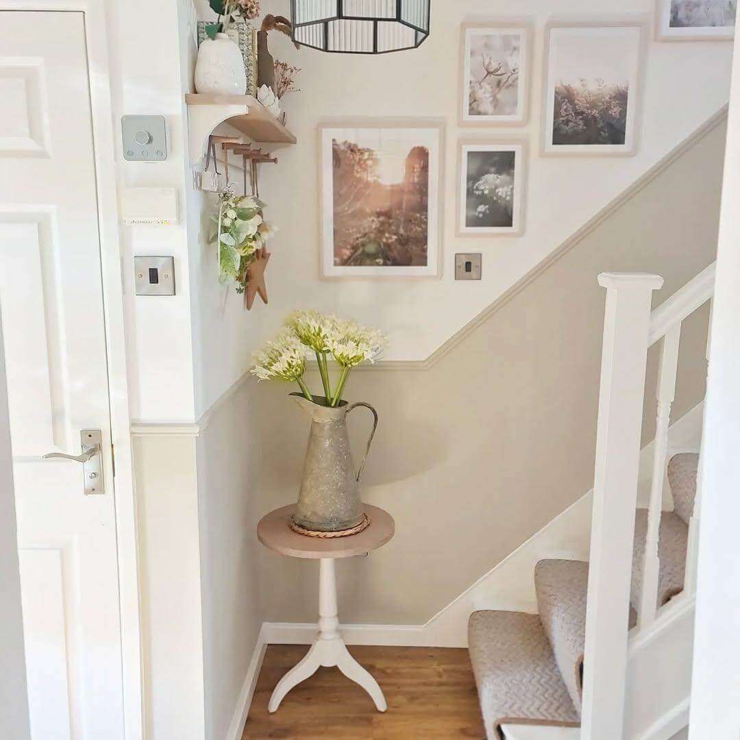 Soft Neutral Floral Gallery with Hallway Gallery Wall