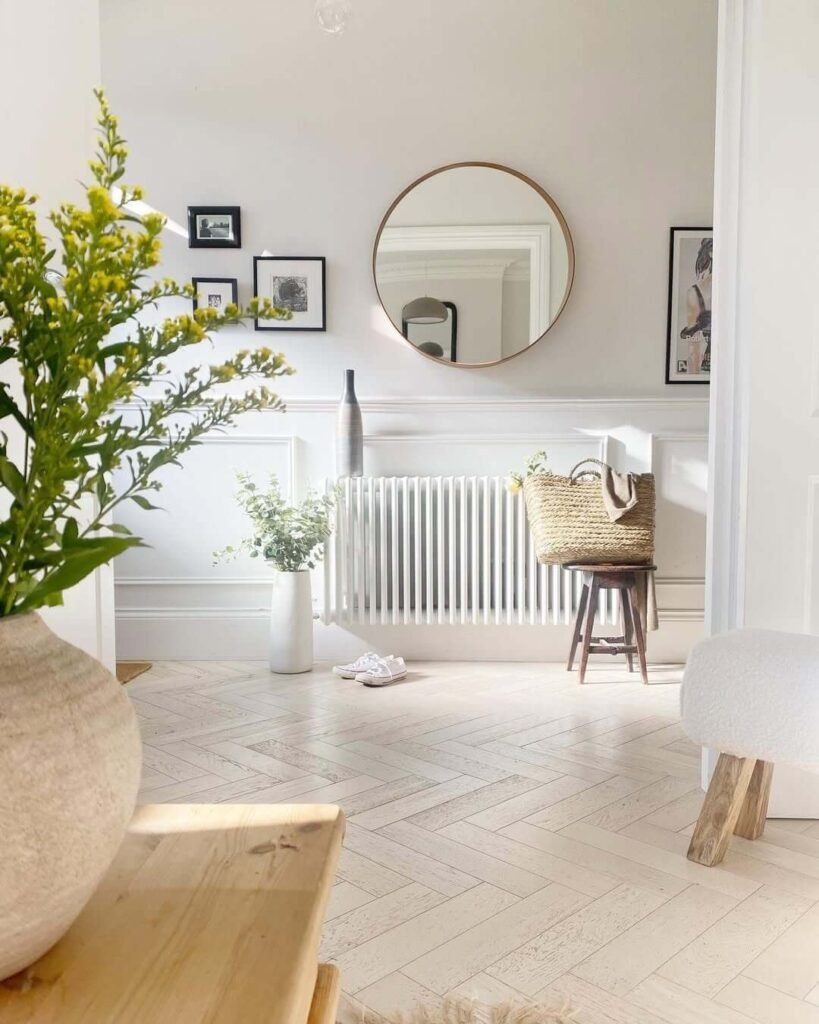 Minimalist Corner with Hallway Gallery Wall