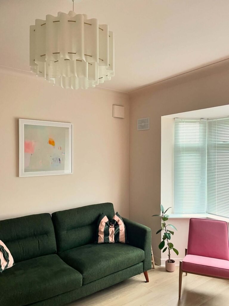 14. Pale Blush and Emerald for a Playful Contrast