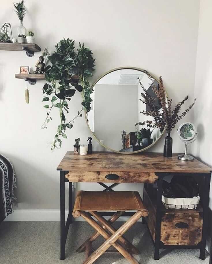14. Boho Vanity Mirror with Earthy