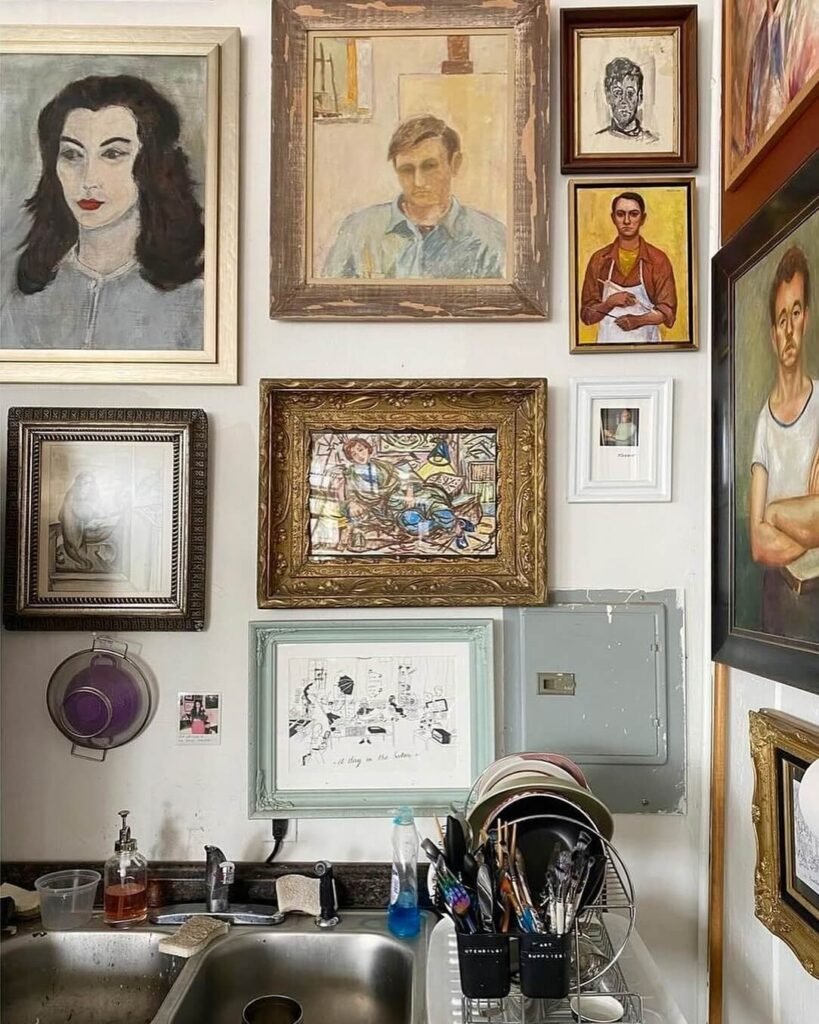 15. Art Gallery with Classic Portraits and Artistic Pieces
