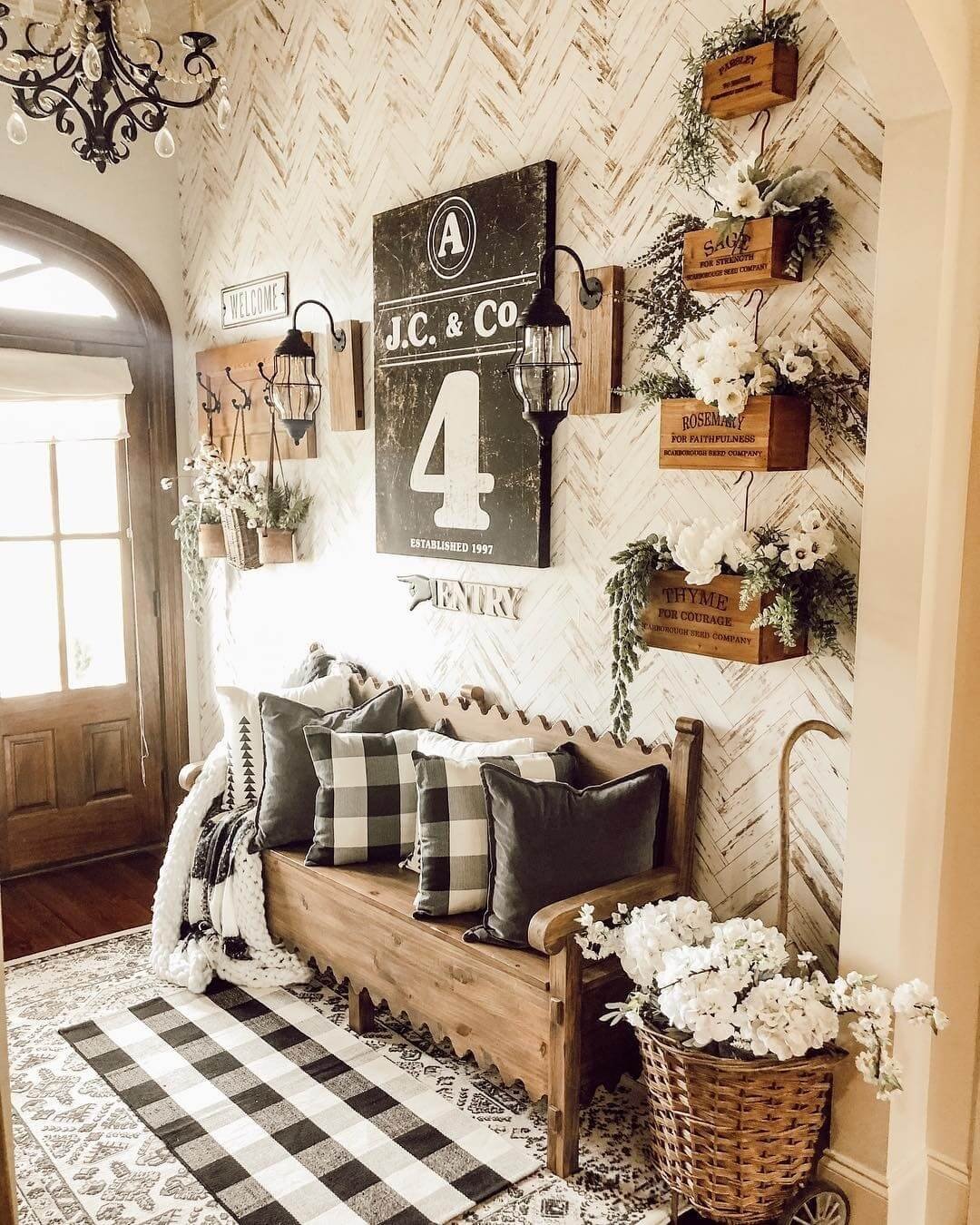 Soft Tones and Typography with Stunning Entryway Gallery Wall