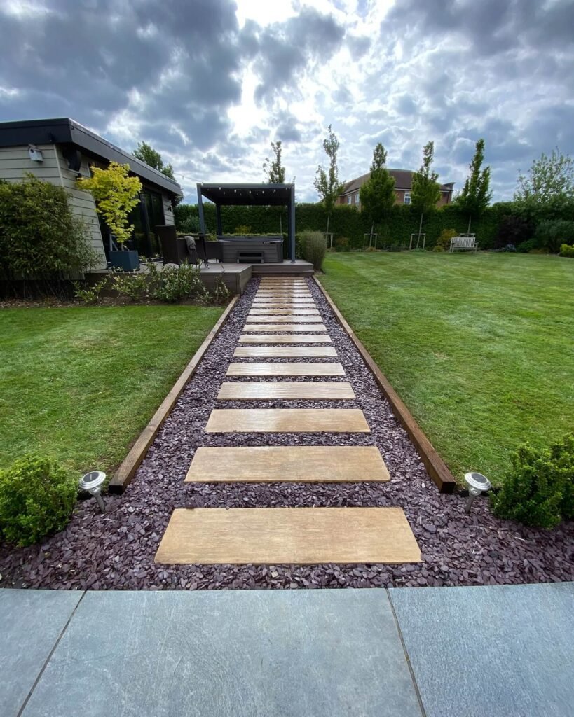 15. Symmetrical Slate Pathway with a Modern Border