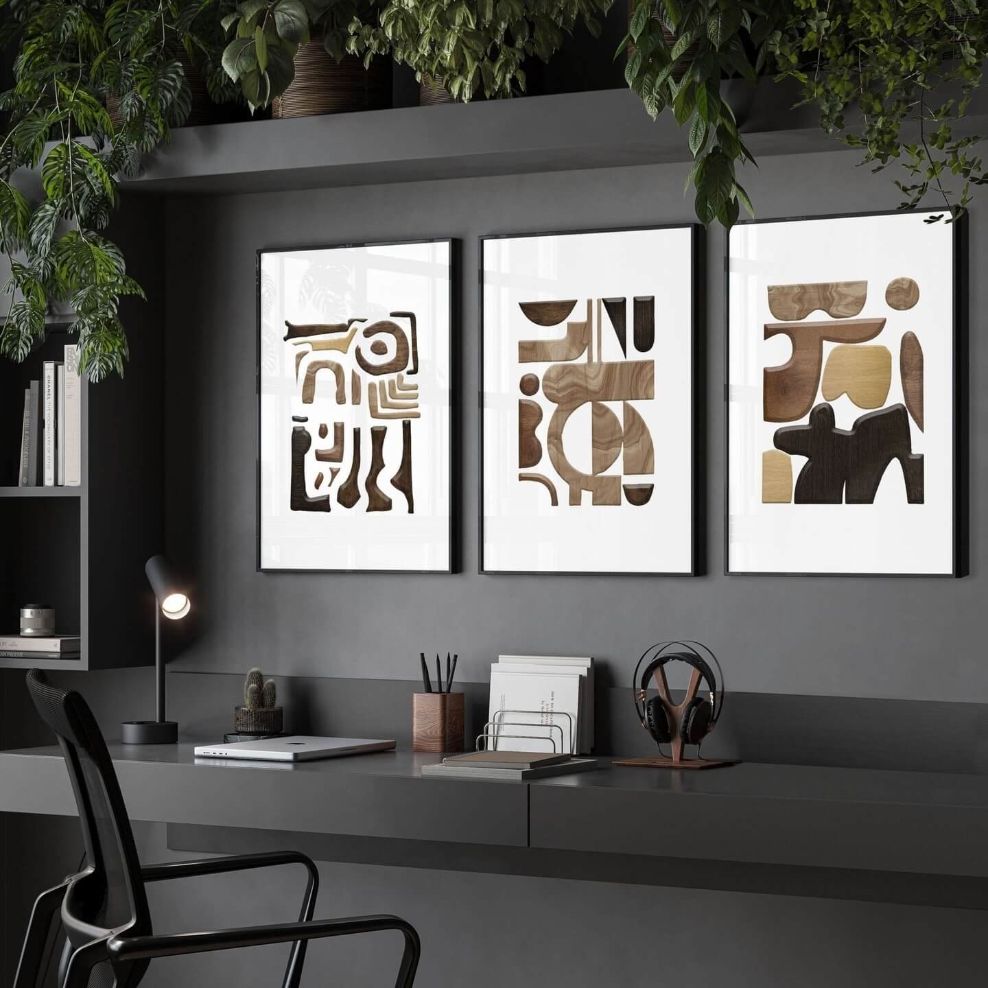 Geometric Arrangement with Office Gallery Wall