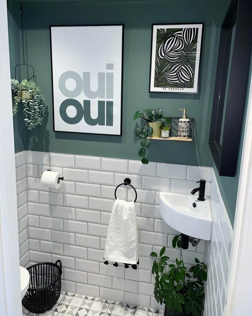 18. Stick to a Half Tile Wall for a Balanced Look