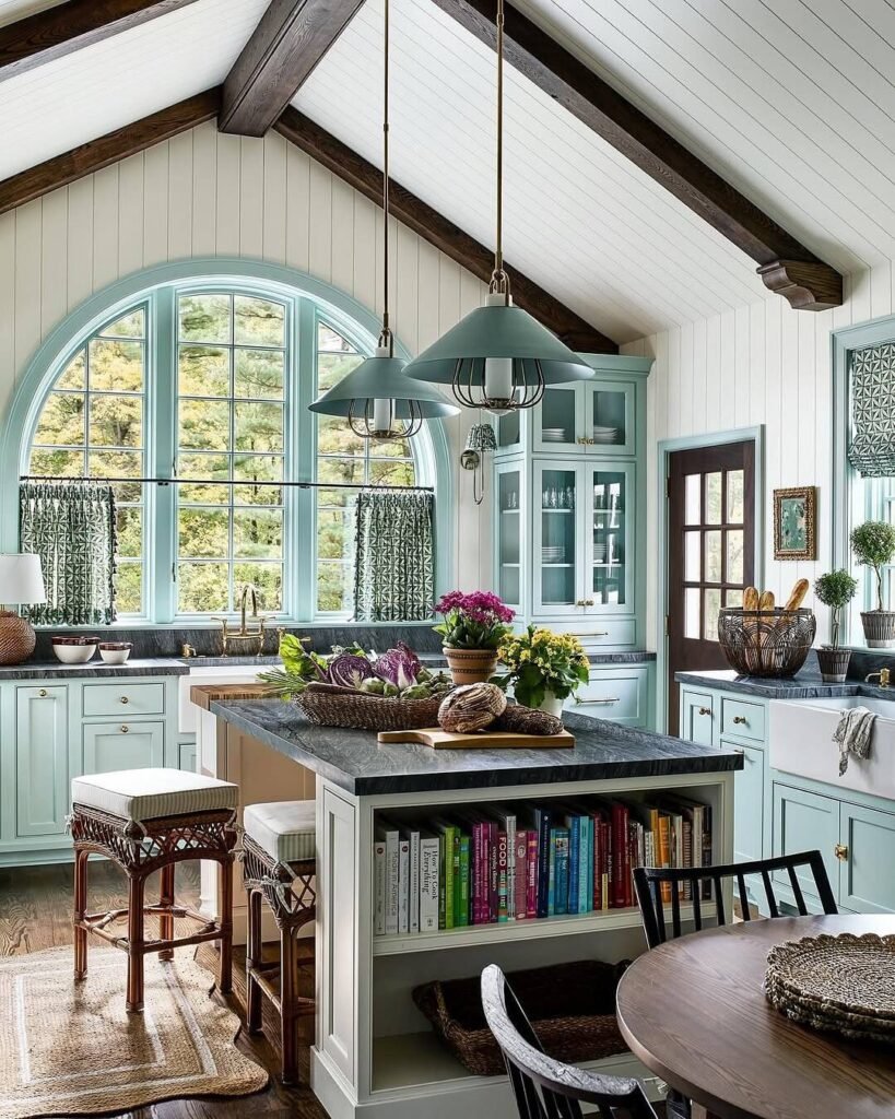 19. Warm Neutrals with Brass and Blue Harmony
