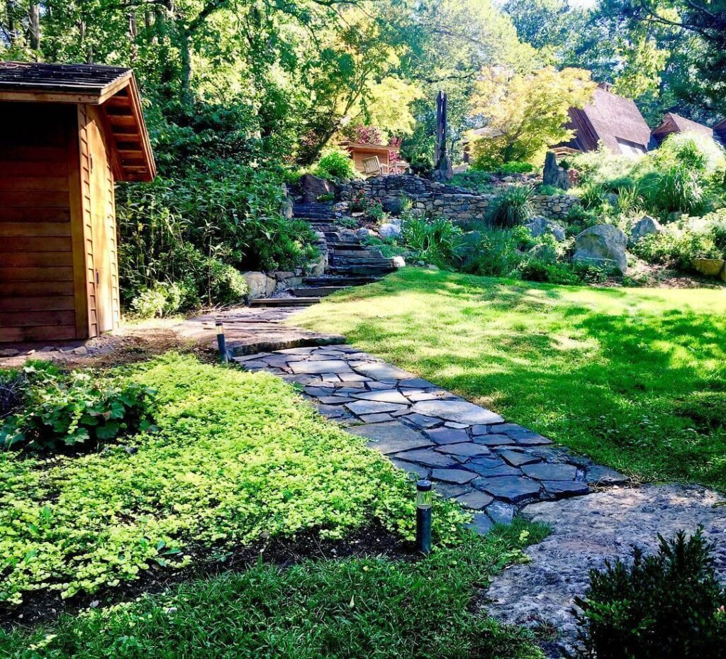 19. Tiered Flagstone Path Leading Up a Slope