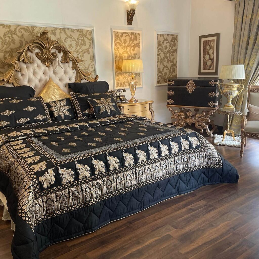 2. Luxurious Baroque-Inspired Black and Gold