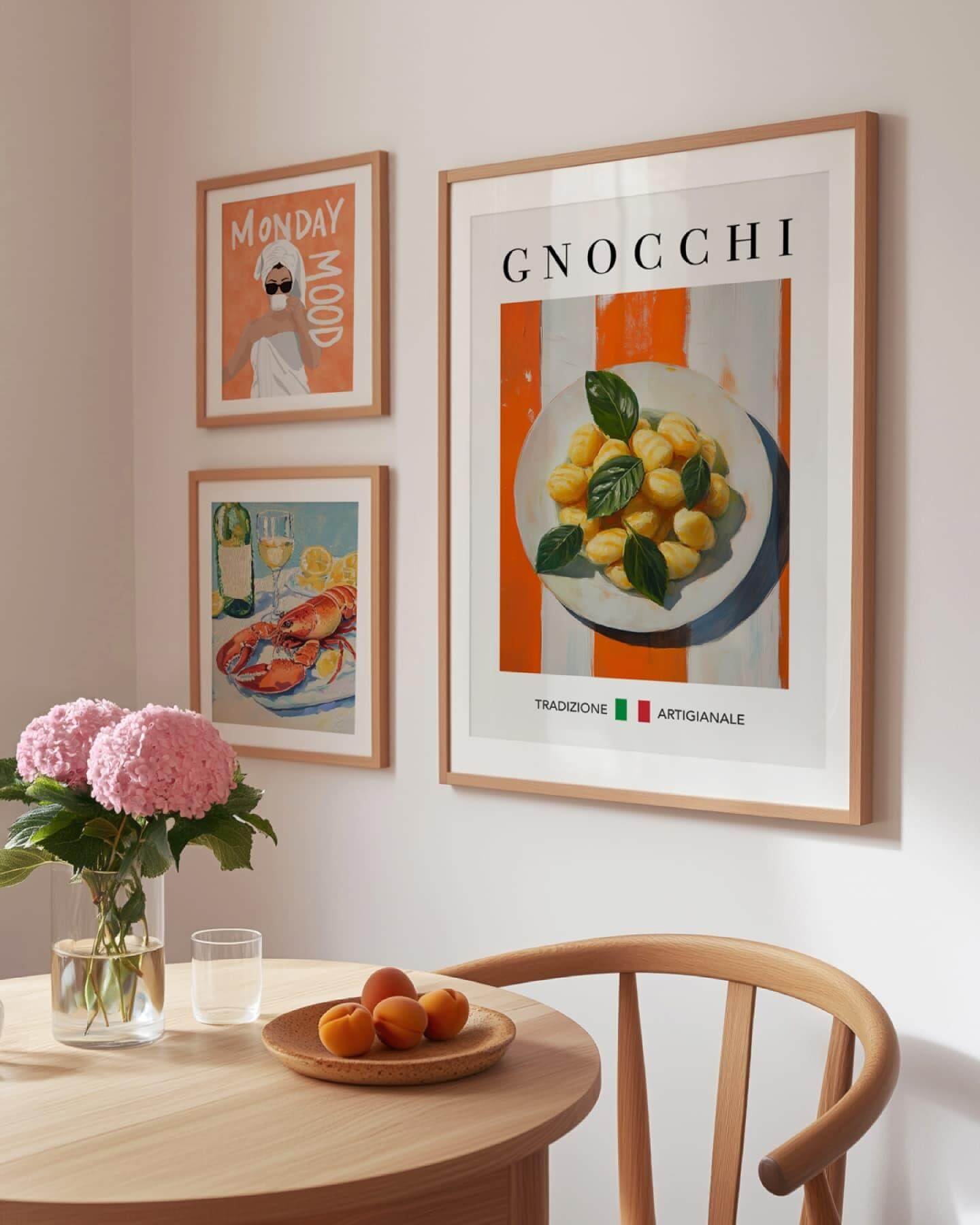 Mix with Pops of Color for Dining Room Gallery Wall