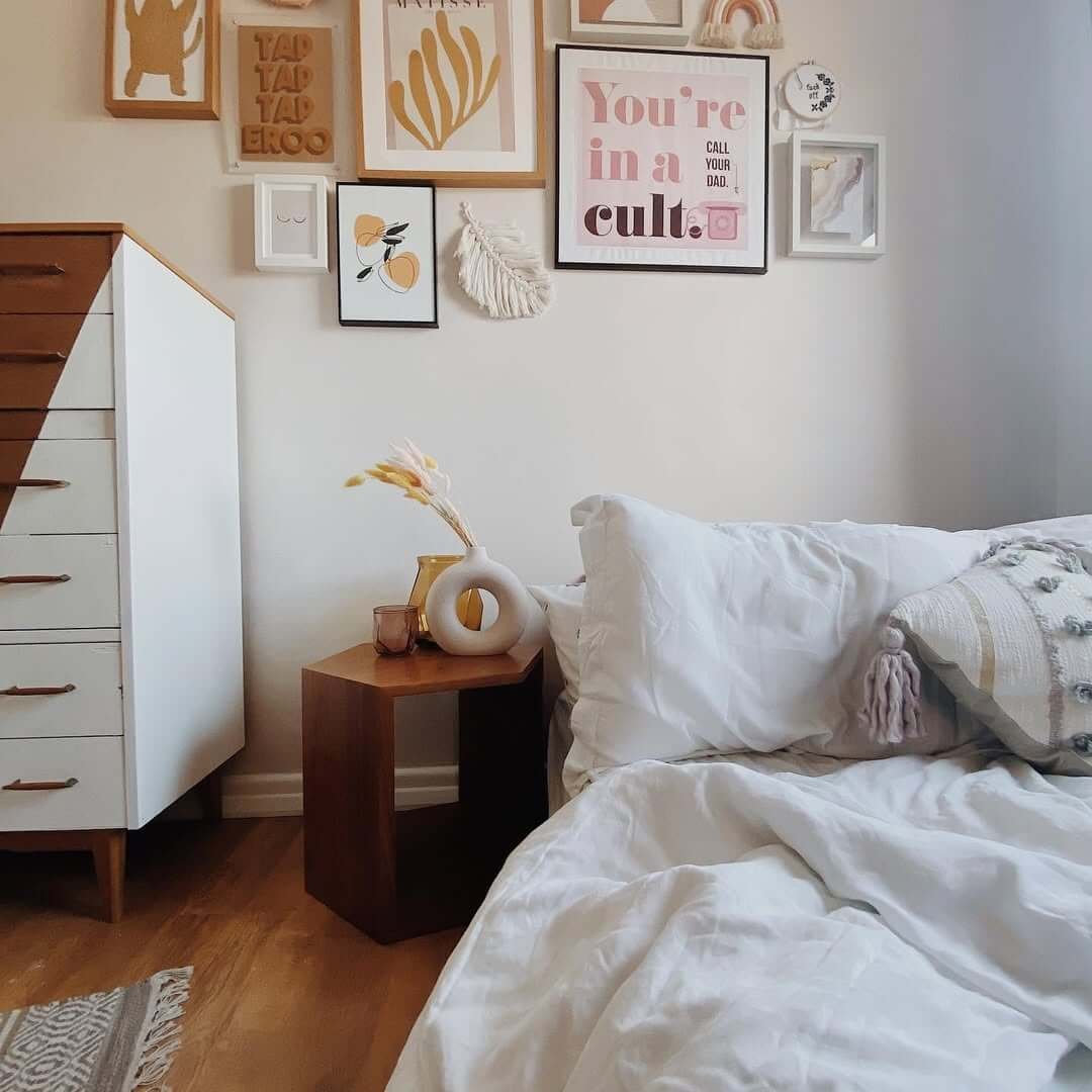 Creative Pegboard Display for Bedroom Gallery Wall