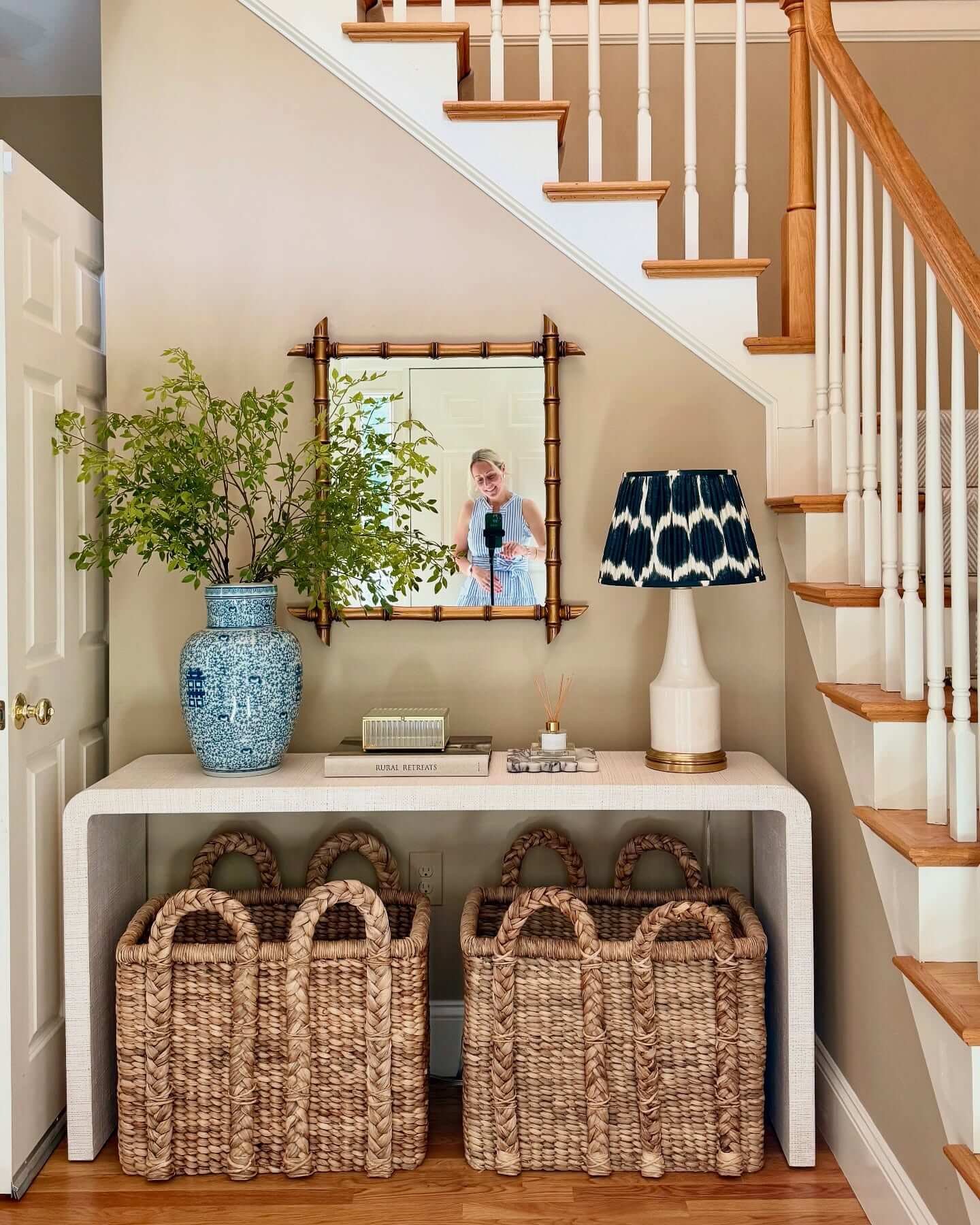Frameless Art and Floating Layouts Stunning Entryway Gallery Wall