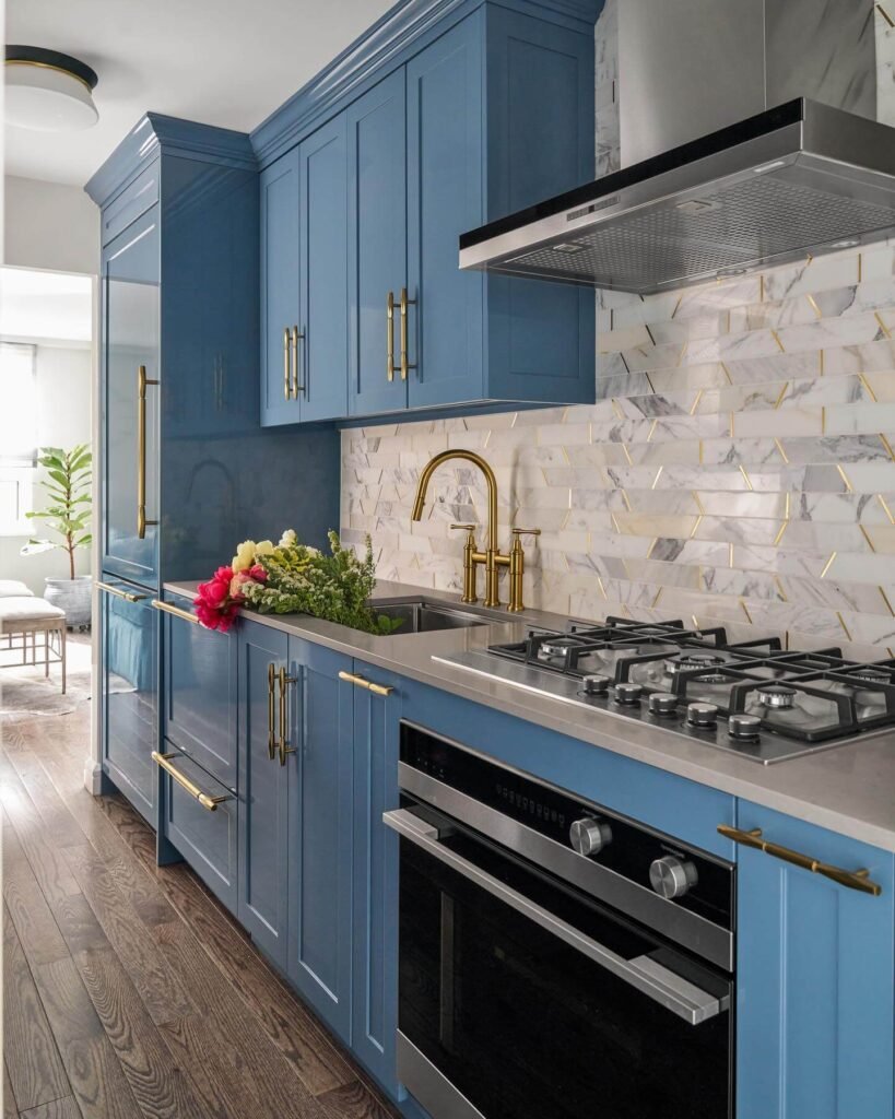 27. Underlit Drama with Two-Tone Cabinets