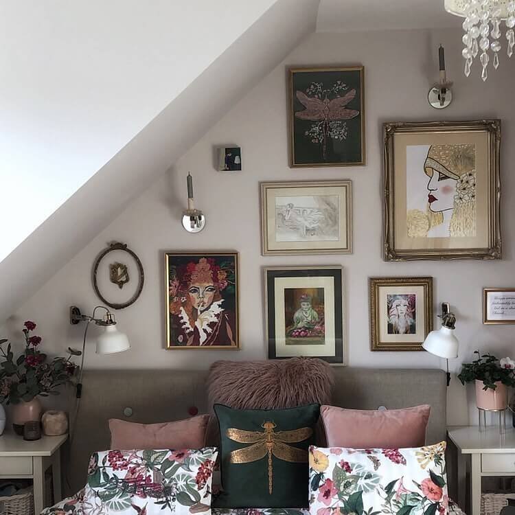 Touch of Vintage Glam Bedroom Gallery Wall