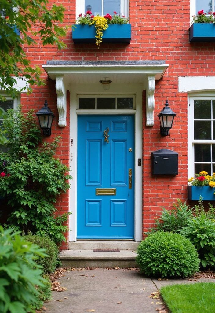 15 Creative Red Brick House Exterior Designs That Inspire Your Next Renovation! - 3. Bright and Bold Color Contrasts