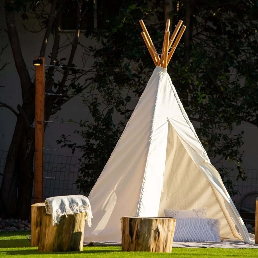 3. Backyard Teepee for Quiet Play and Imaginative Retreats