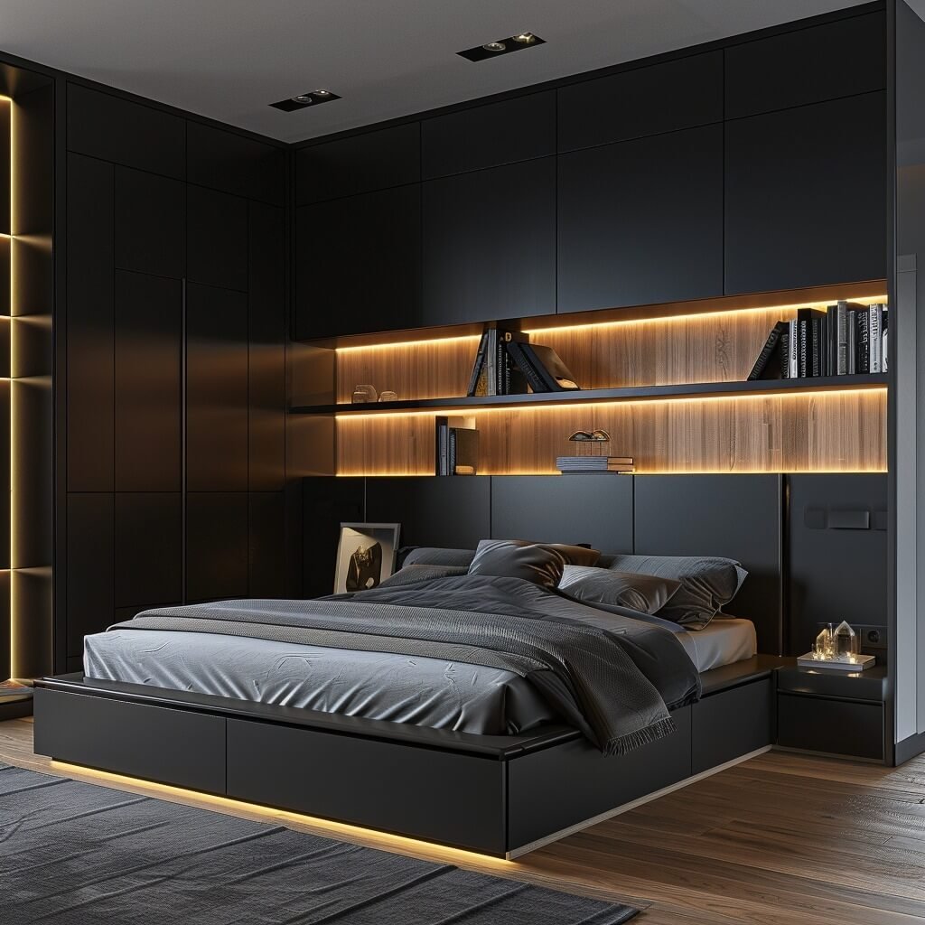3. Sleek Storage and Built in Ambiance