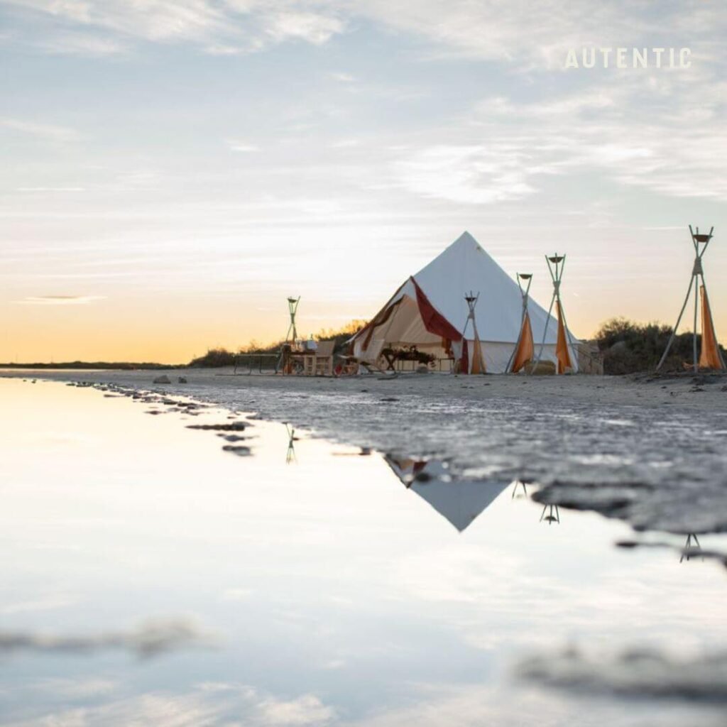 4. Camp by a Beach with Boho Vibes