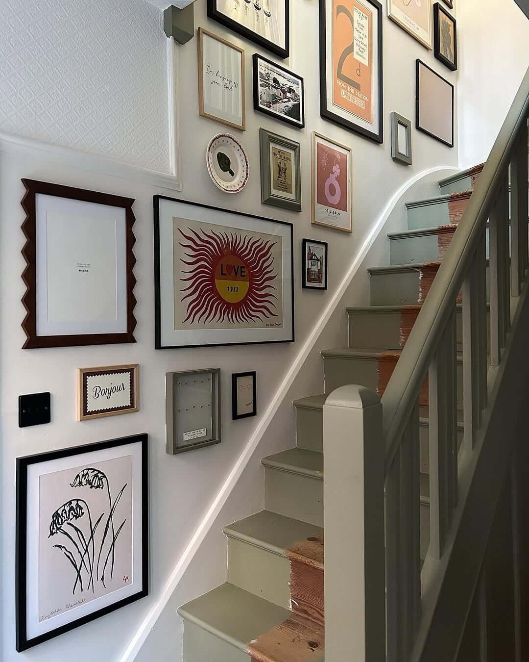 Colorful and Artistic Staircase Wall for Hallway Gallery Wall