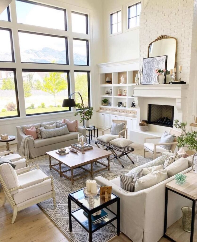 4. Oversized Statement Art Anchored by Smaller Frames