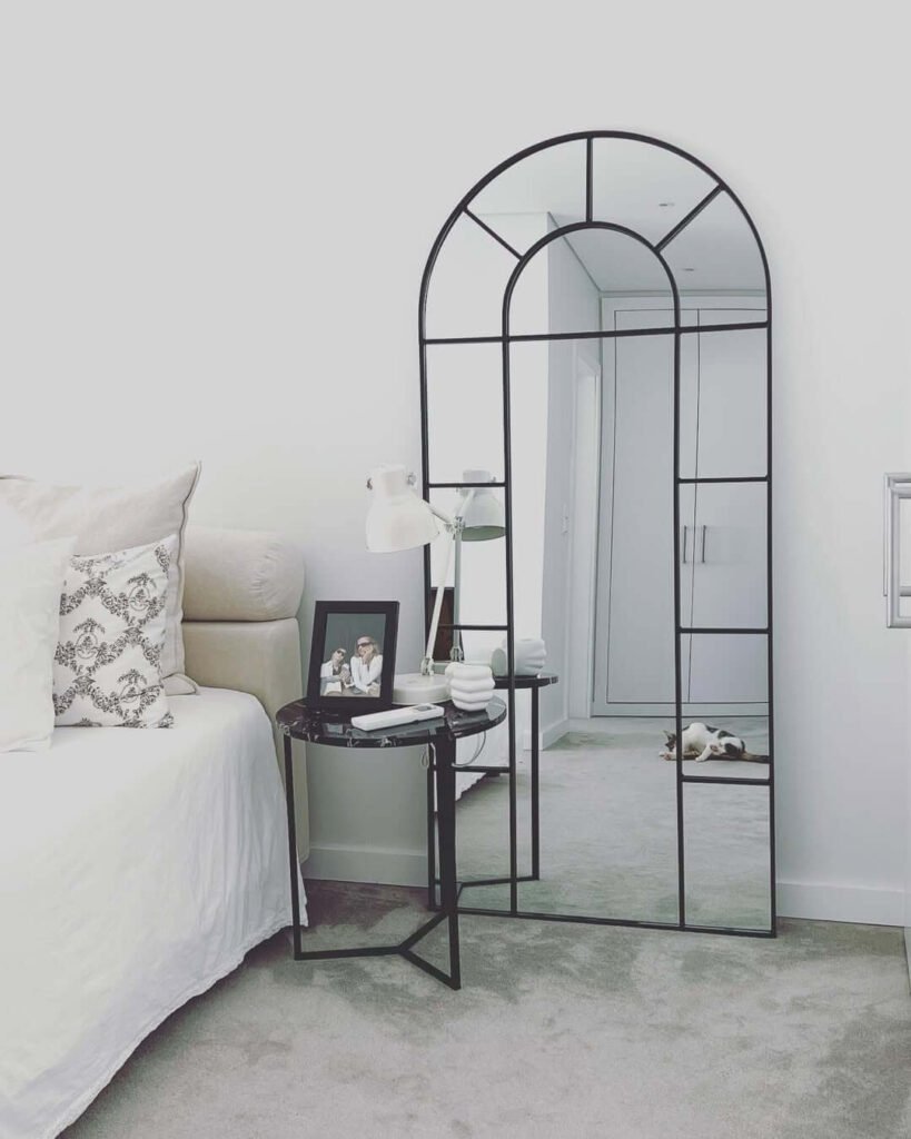 5. Industrial Arch Window Mirror for Loft Inspired Charm