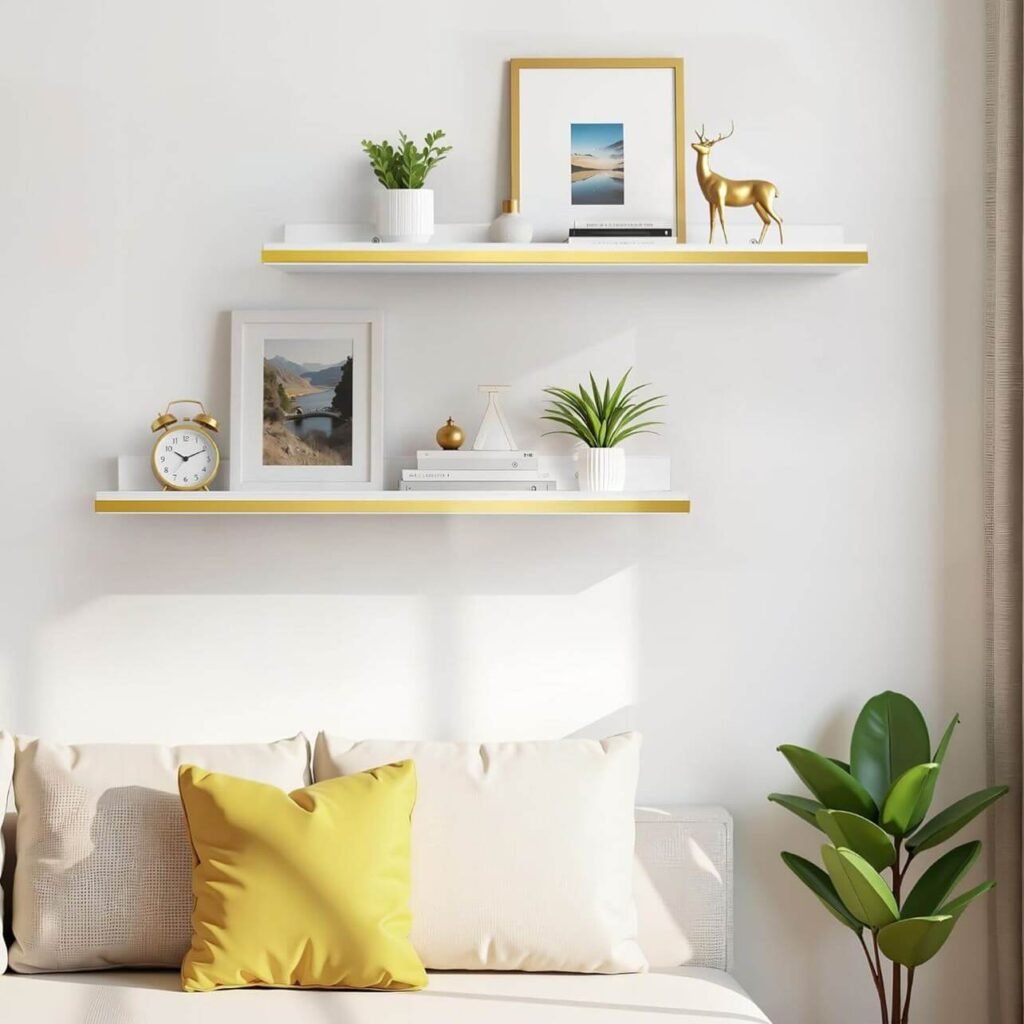 Modern Contrast Gallery Wall Ideas with Shelves