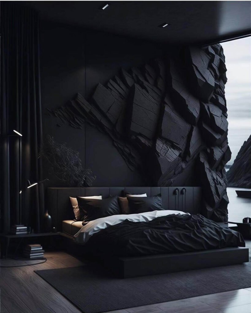 5. Moody Monochrome With Natural Edge