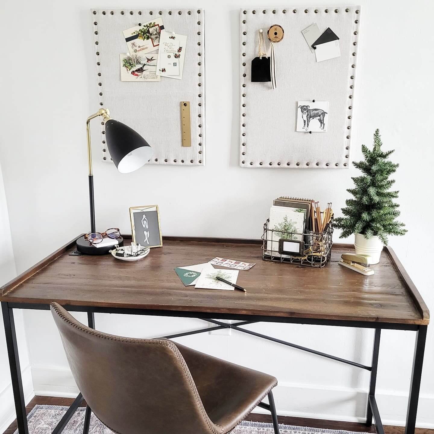 Symmetrical Layout with a Neutral Palette for Office Gallery Wall