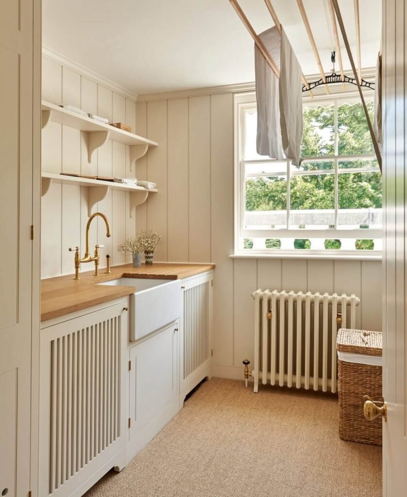 Compact Space Open Shelving Laundry Room Ideas