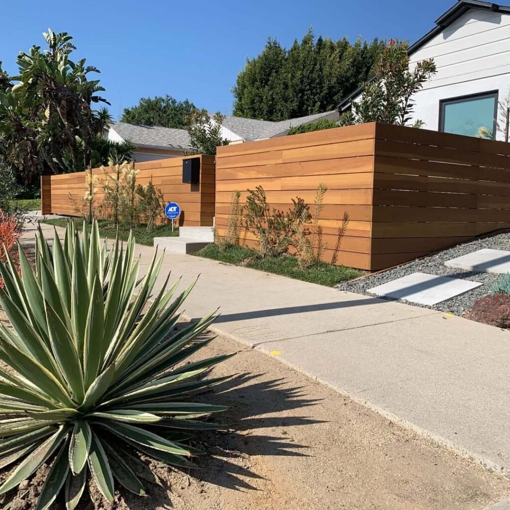 6. Modern Horizontal Slat Fence with Clean Lines
