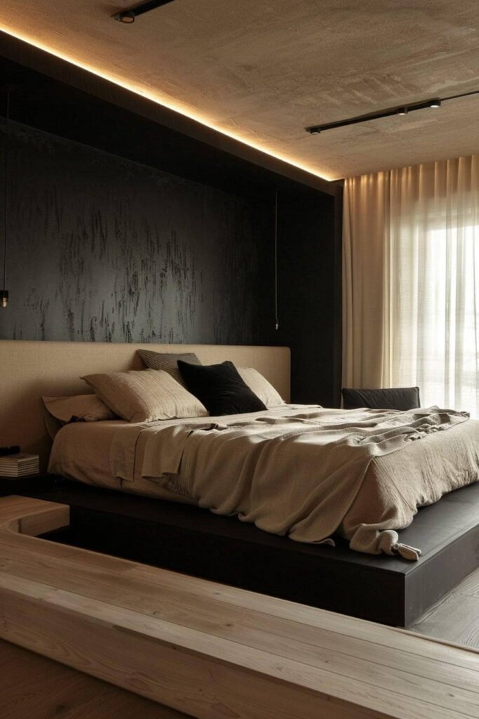 Moody Beige and Black Bedroom Ideas