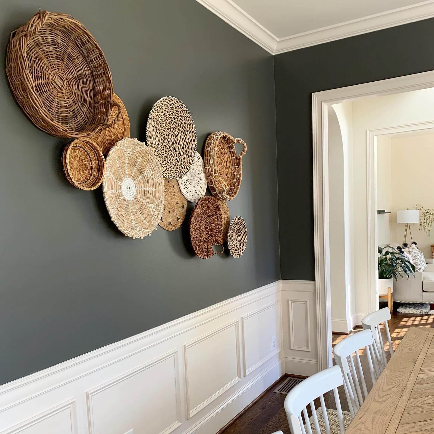 Neutral Tones with Organic Elements for Dining Room Gallery Wall