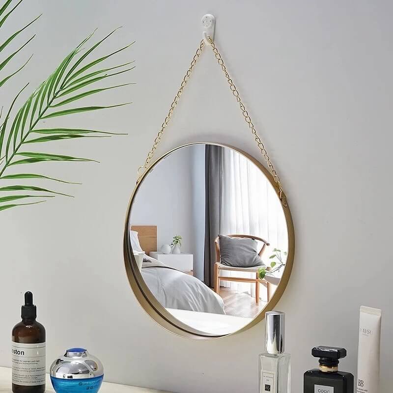 6. Round Hanging Mirror for a Soft Casual Accent