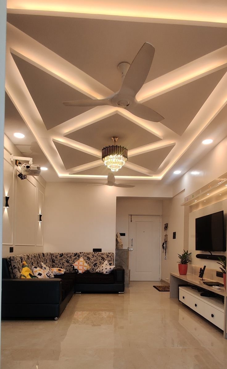 How to Make Your Home Aesthetic with Simple False Ceiling Designs: Tips & Tricks 27 - 3. Elegant Chandeliers