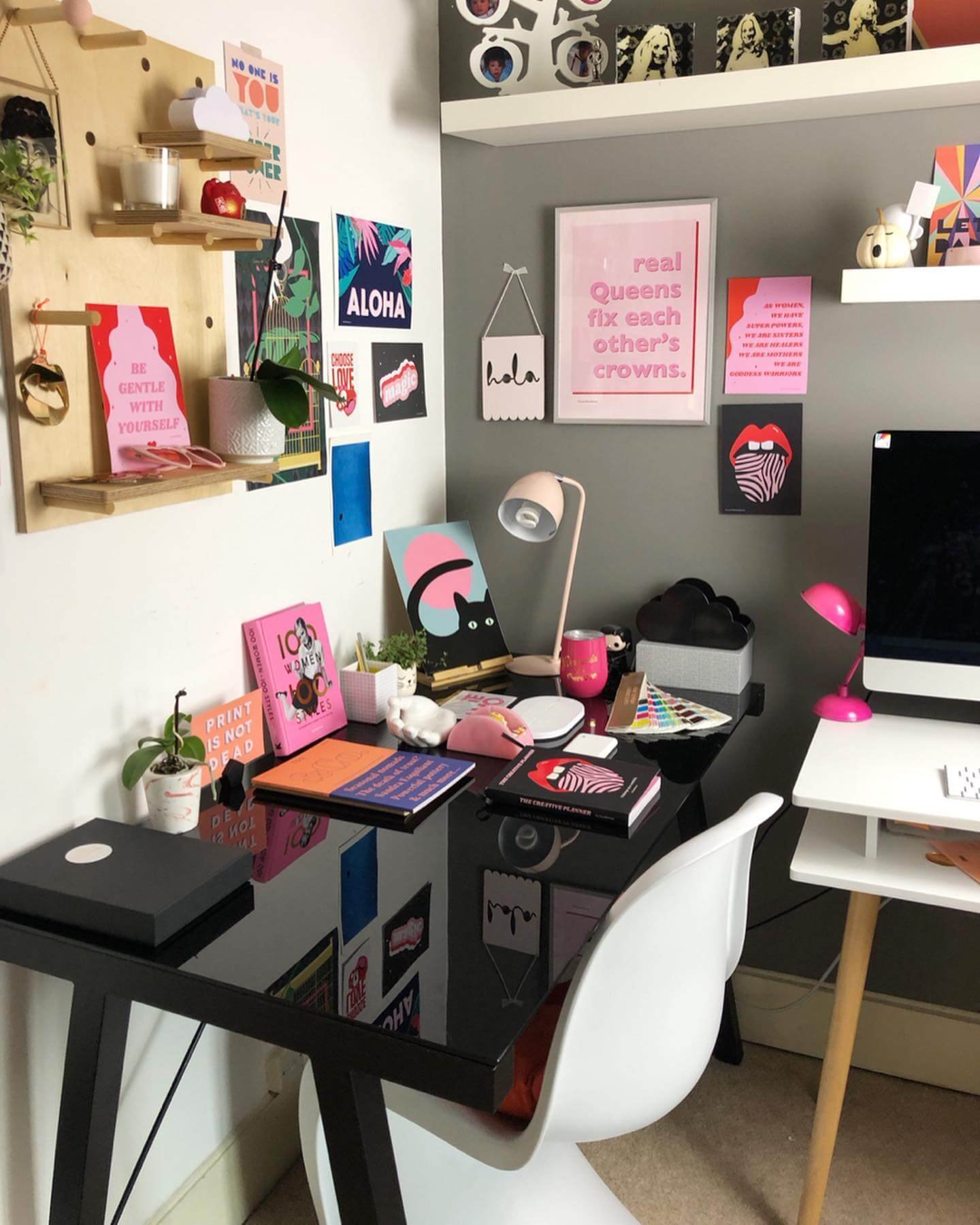 Oversized Prints and Layered Frames Office Gallery Wall