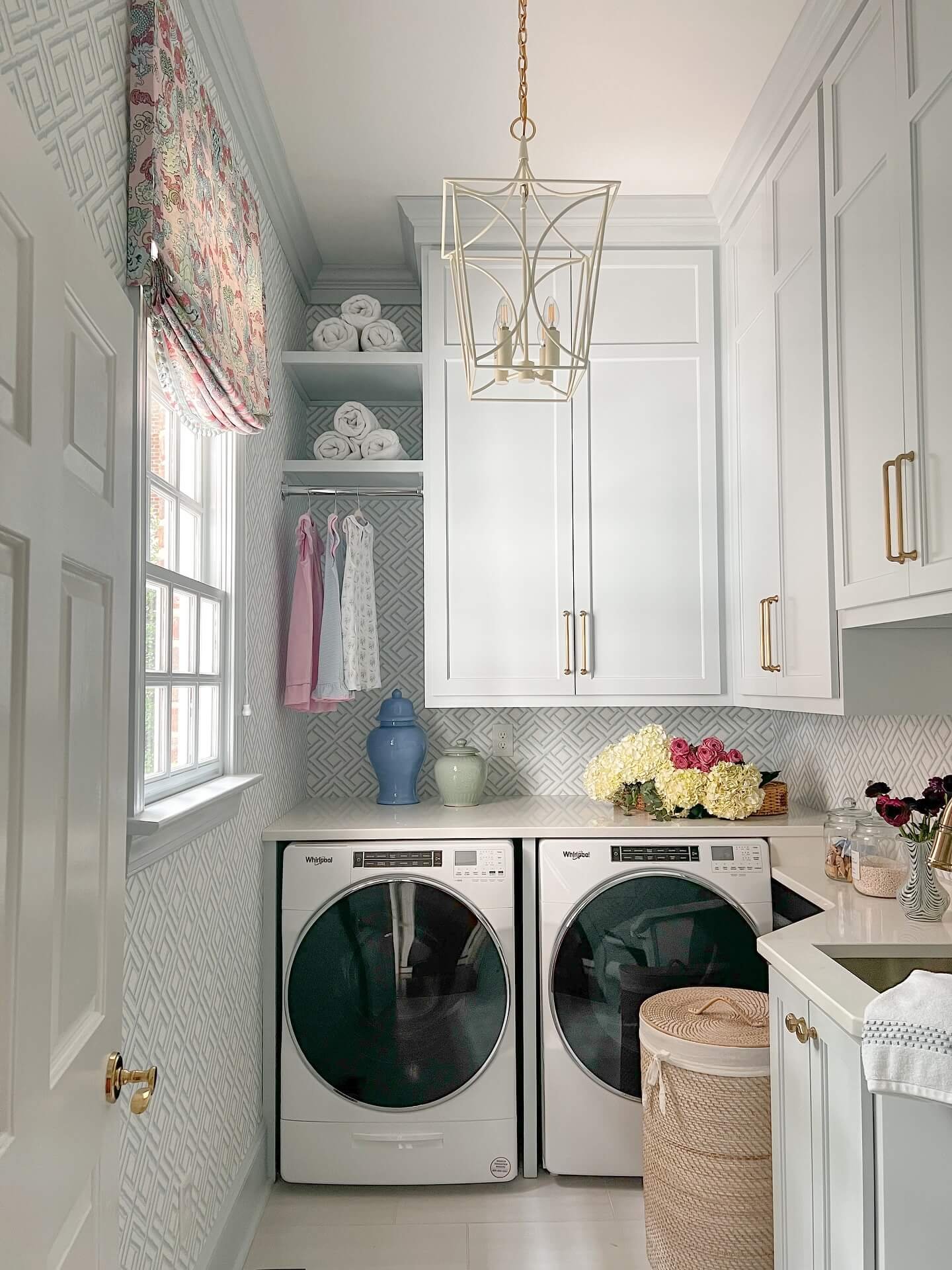 Corner Open Shelving Laundry Room Ideas