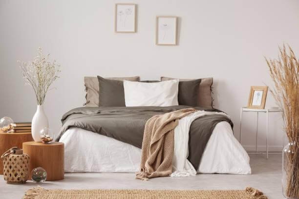 Earth Tones Beige and Black Bedroom Ideas