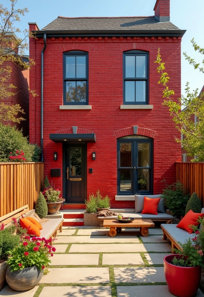 red brick house exterior Eclectic Style with Mismatched Elements