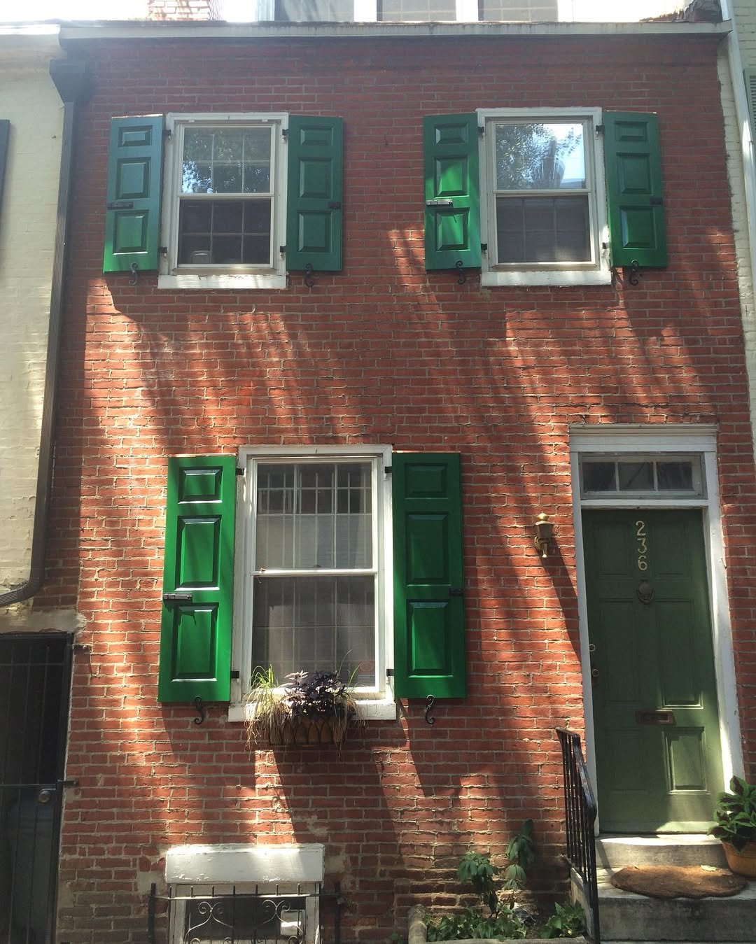 Olive Green Shutters Tan Brick House Exterior