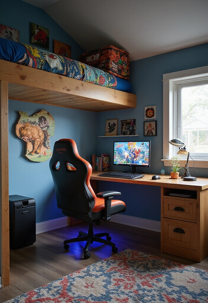 Boys Loft Bedroom with Game Zones