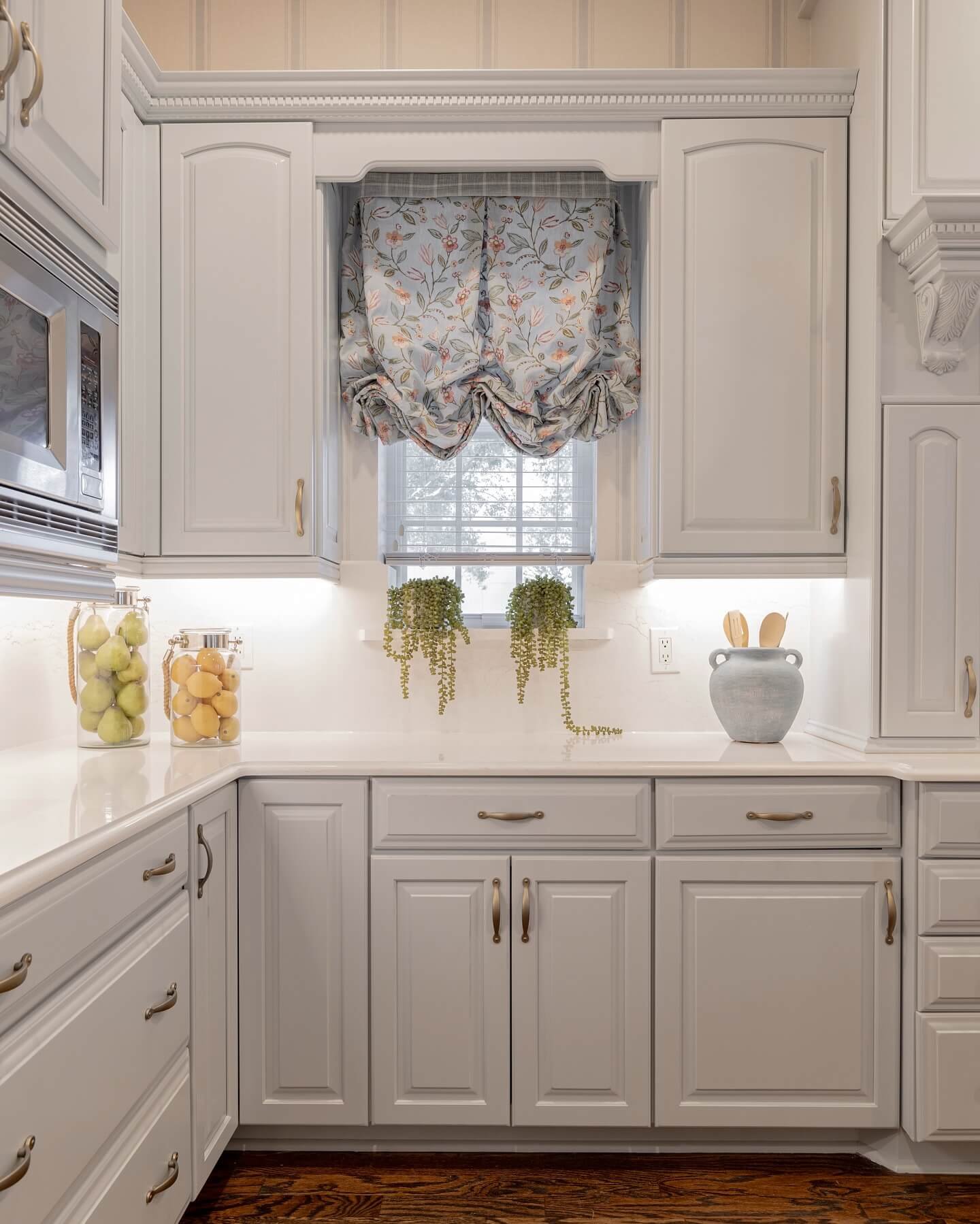 Elegant Cabinetry with a Floral Touch in Classic Timeless Kitchen Ideas 