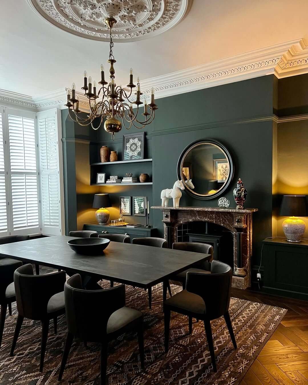 Dramatic Charcoal in Dining Room Paint Color Ideas