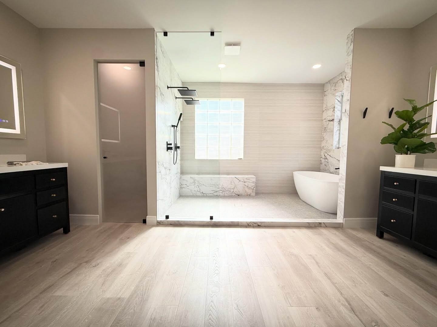 Marble-Lined Luxury With Freestanding Elegance